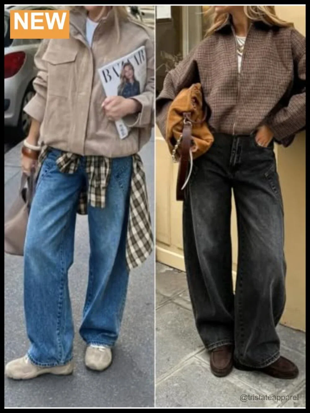 Baggy Barrel Jeans Raw High Waisted Wide Leg Denim Pants